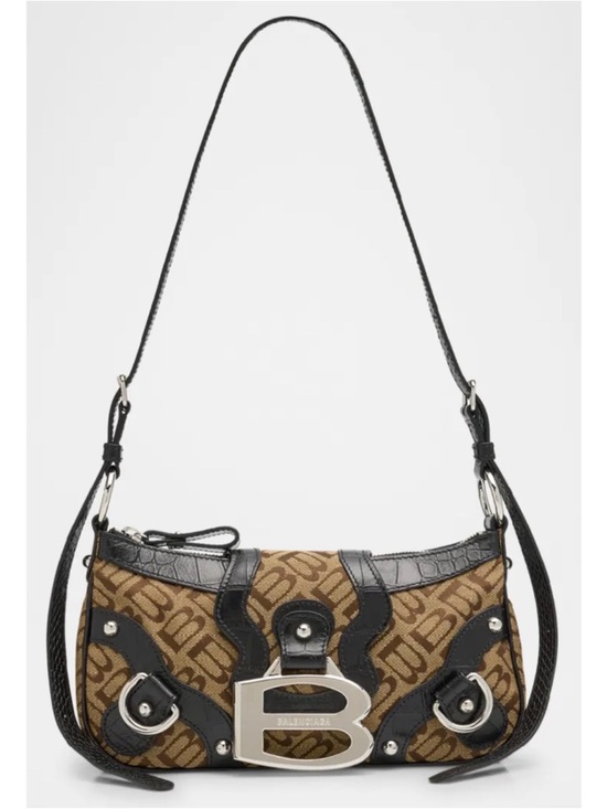 BALENCIAGA Essex Monogram Leather Small Shoulder Bag - Picture 2 of 14